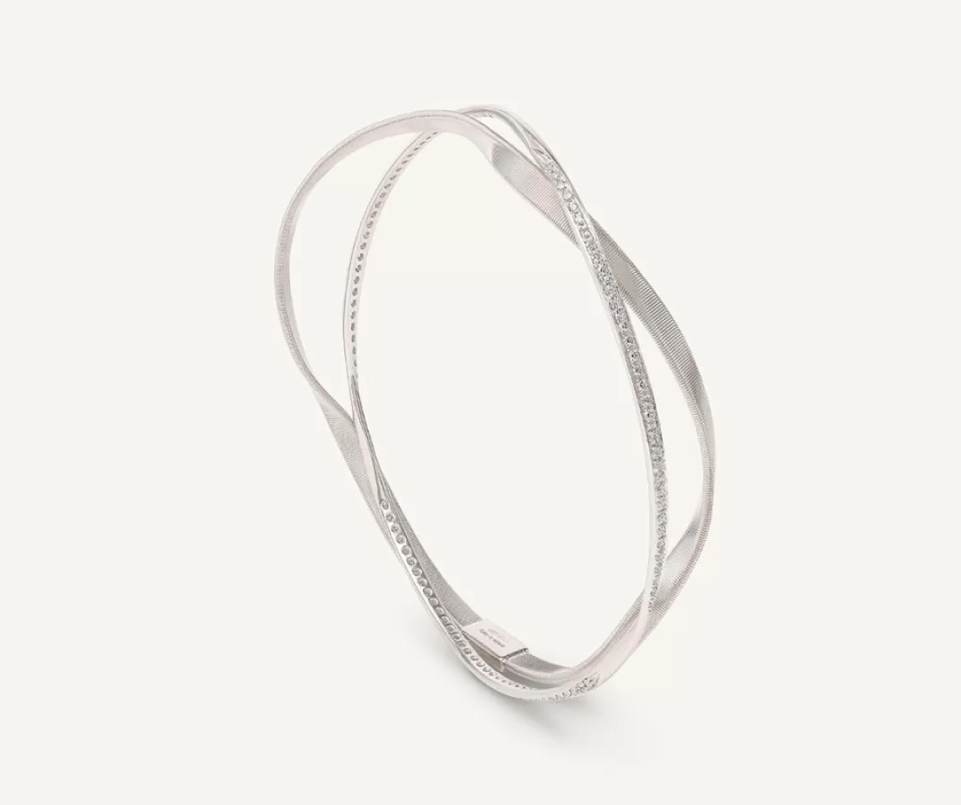 18Kt White Gold Two-Strand Bangle With Diamonds*Marco Bicego Sale