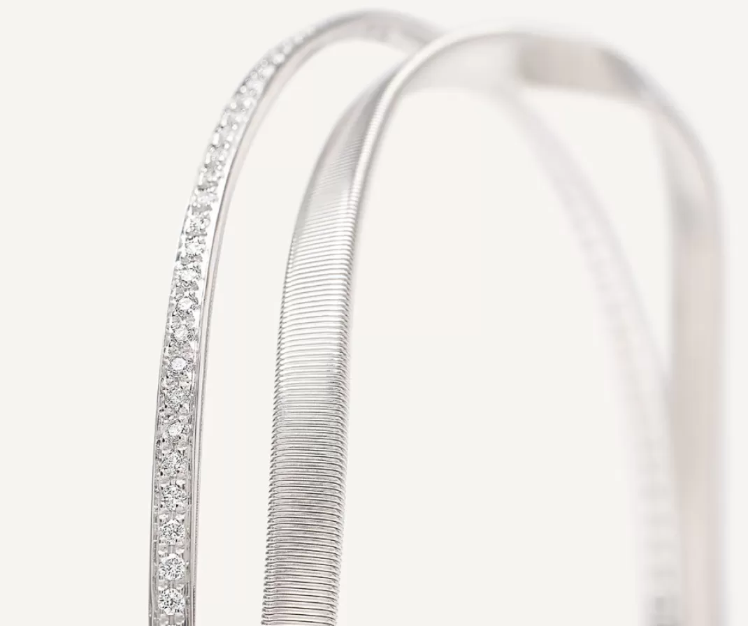 18Kt White Gold Two-Strand Bangle With Diamonds*Marco Bicego Sale