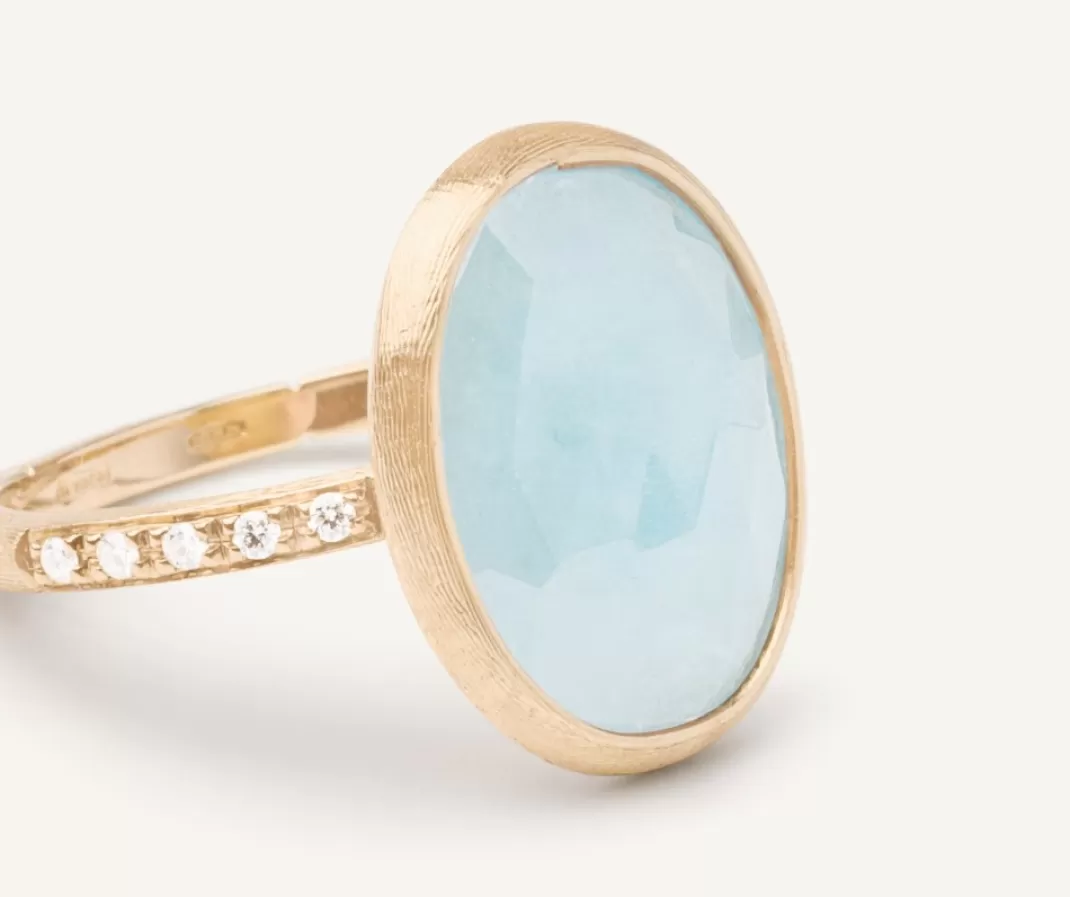 18Kt Yellow Gold Aquamarine And Diamond Ring*Marco Bicego Clearance