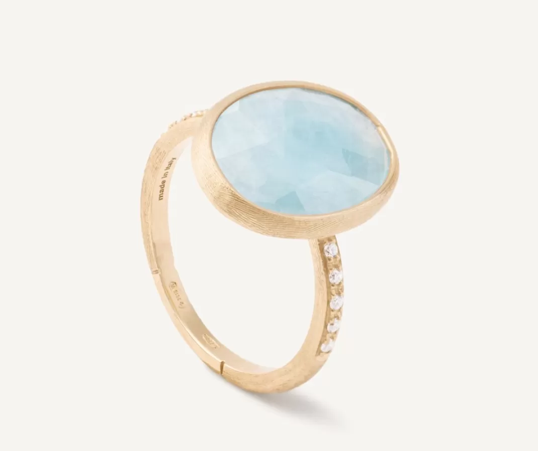 18Kt Yellow Gold Aquamarine And Diamond Ring*Marco Bicego Clearance