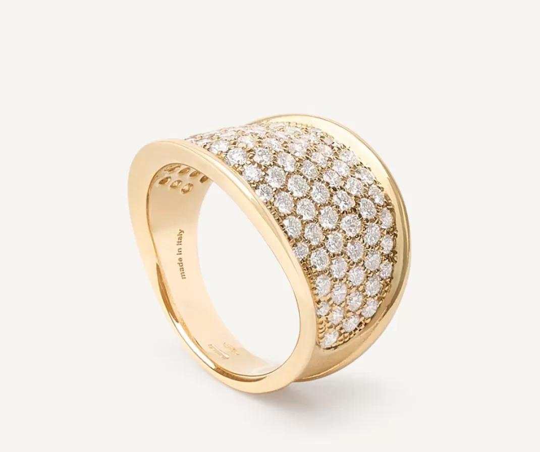 18Kt Yellow Gold Band Ring With Diamonds*Marco Bicego Shop