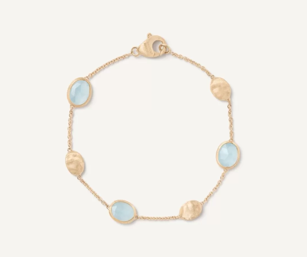 18Kt Yellow Gold Bracelet With Oval Elements And Aquamarine*Marco Bicego Discount