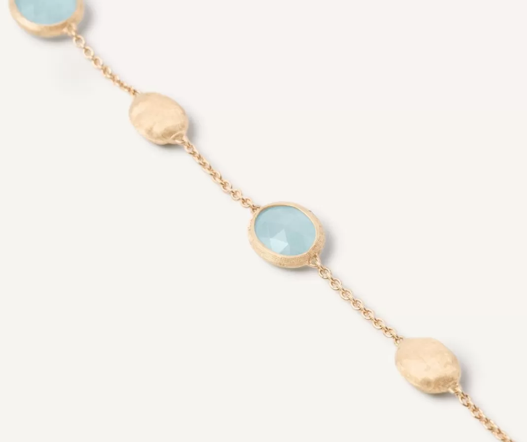 18Kt Yellow Gold Bracelet With Oval Elements And Aquamarine*Marco Bicego Discount