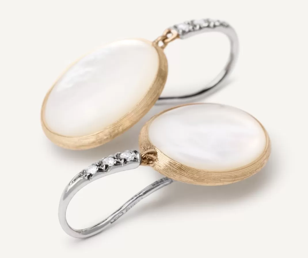 18Kt Yellow Gold Earrings With Mother-Of-Pearl And Diamond Hook*Marco Bicego Online