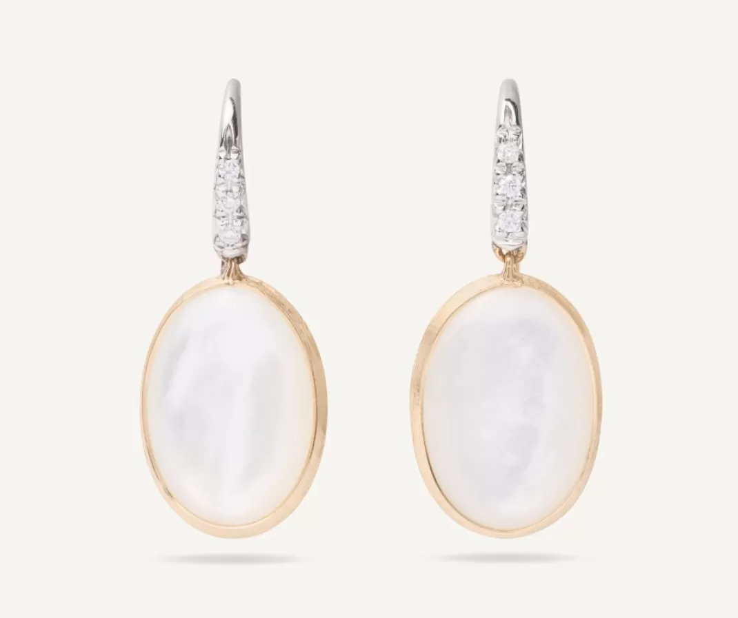 18Kt Yellow Gold Earrings With Mother-Of-Pearl And Diamond Hook*Marco Bicego Online