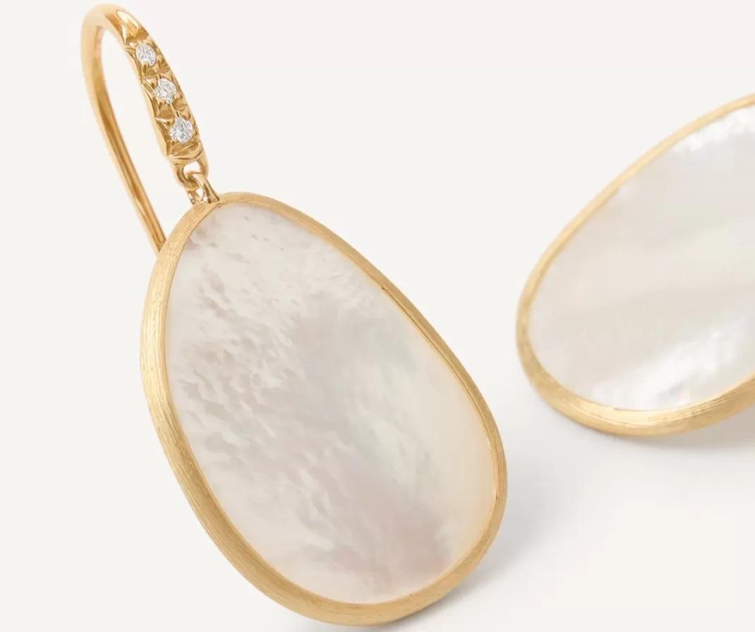 18Kt Yellow Gold Earrings With White Mother-Of-Pearl And Diamonds*Marco Bicego Hot