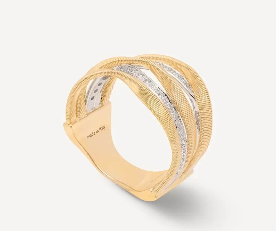 18Kt Yellow Gold Five-Strand Coil Ring With Diamonds*Marco Bicego Online