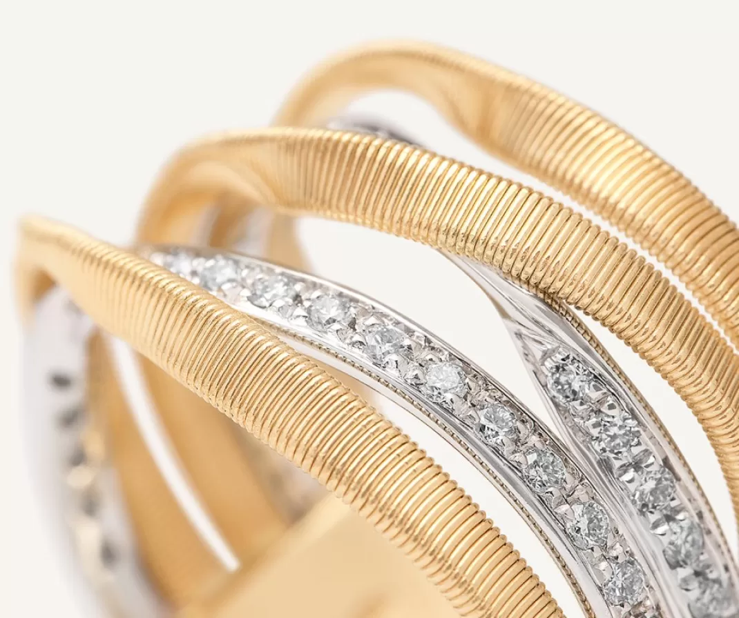 18Kt Yellow Gold Five-Strand Coil Ring With Diamonds*Marco Bicego Online