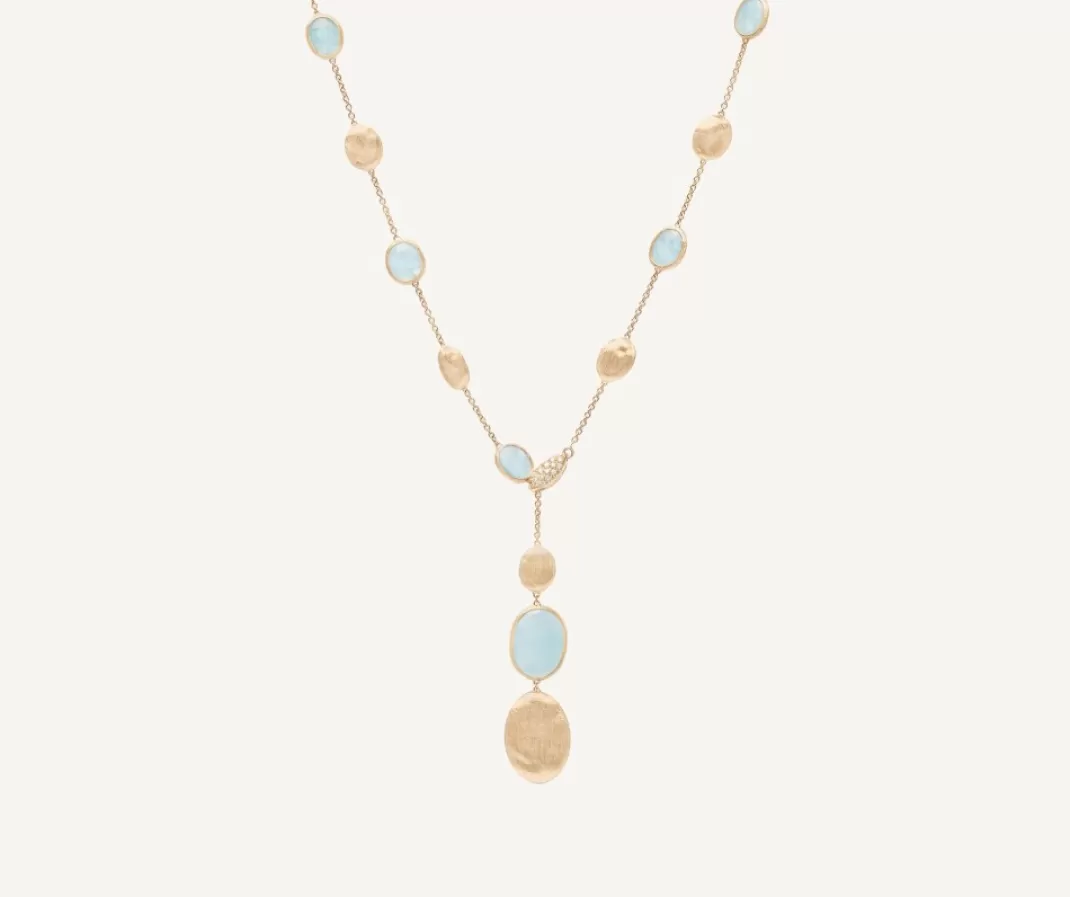 18Kt Yellow Gold Lariat Necklace With Aquamarines And Diamonds*Marco Bicego Cheap