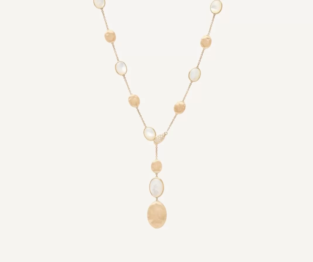 18Kt Yellow Gold Lariat Necklace With Mother-Of-Pearl And Diamonds*Marco Bicego Cheap