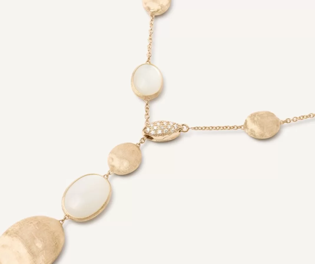 18Kt Yellow Gold Lariat Necklace With Mother-Of-Pearl And Diamonds*Marco Bicego Cheap