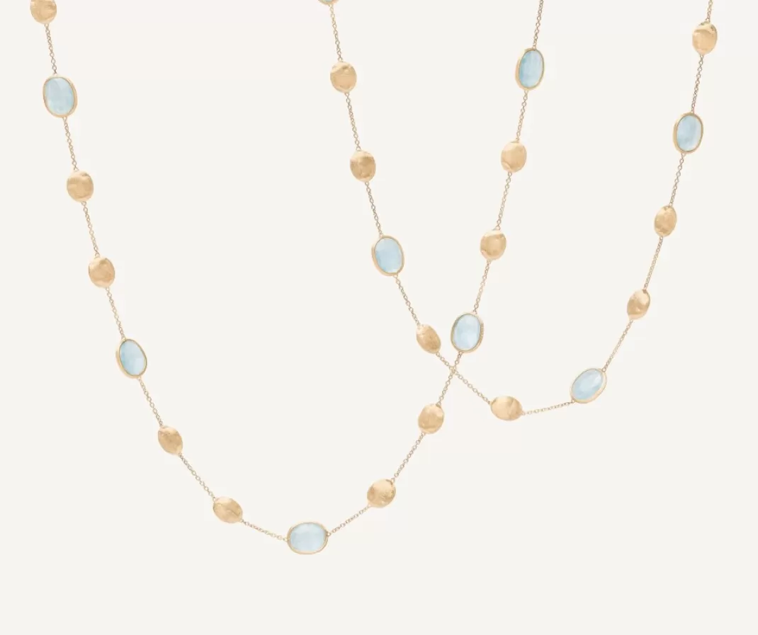 18Kt Yellow Gold Long Necklace With Aquamarines And Diamonds*Marco Bicego Flash Sale