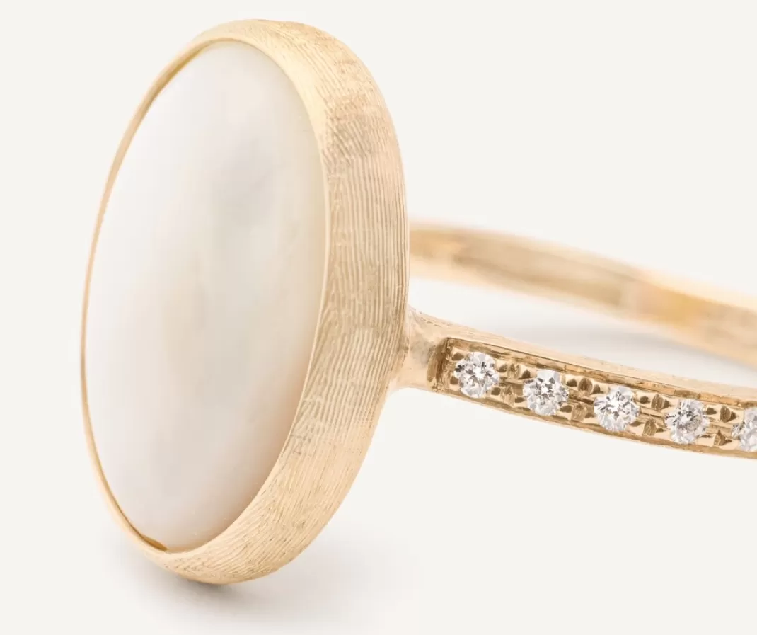 18Kt Yellow Gold Mother-Of-Pearl And Diamond Ring*Marco Bicego Shop