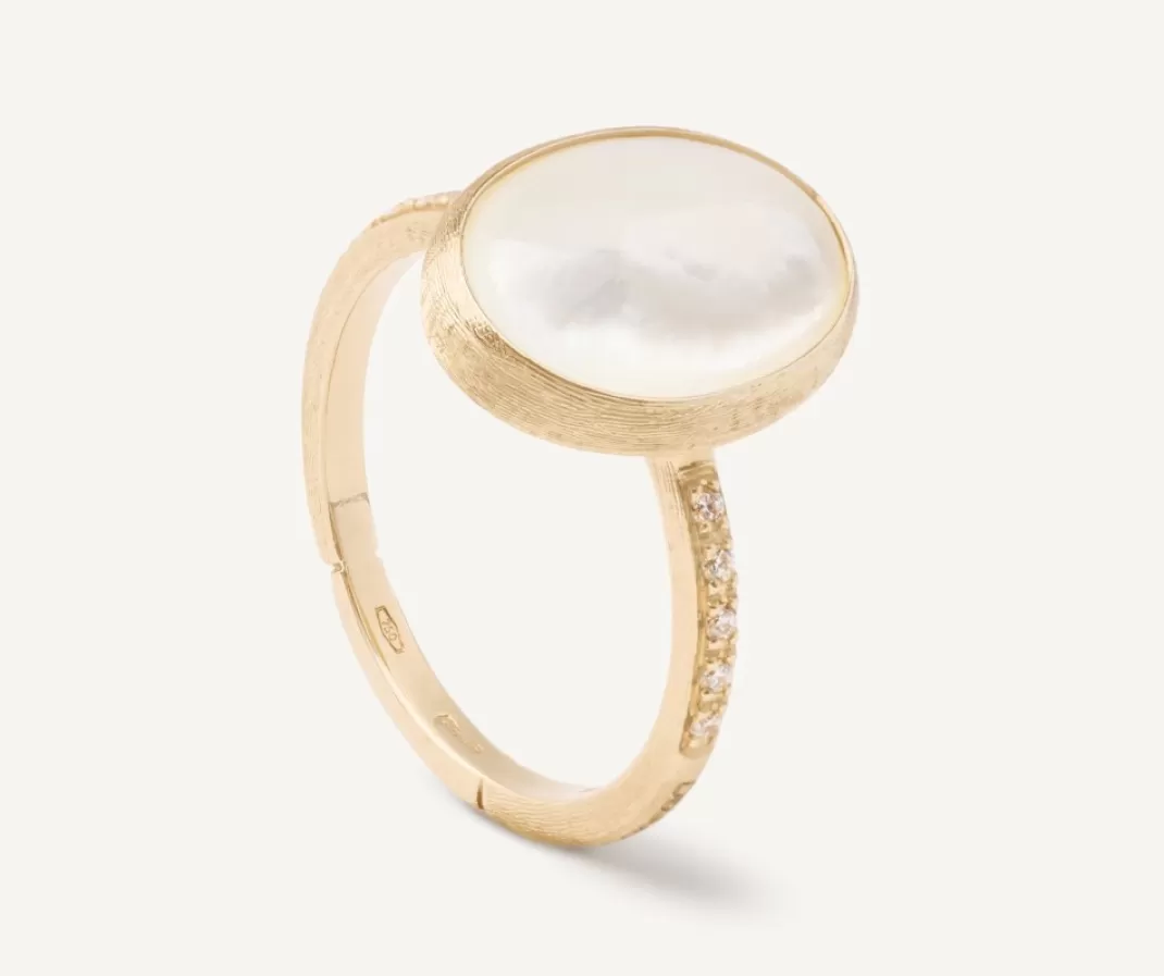 18Kt Yellow Gold Mother-Of-Pearl And Diamond Ring*Marco Bicego Shop