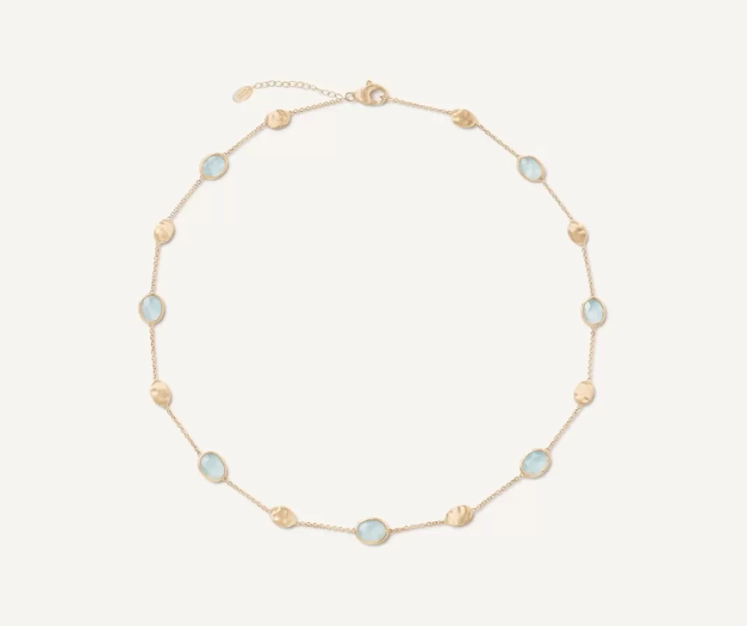 18Kt Yellow Gold Necklace With Oval Elements And Aquamarine*Marco Bicego Store