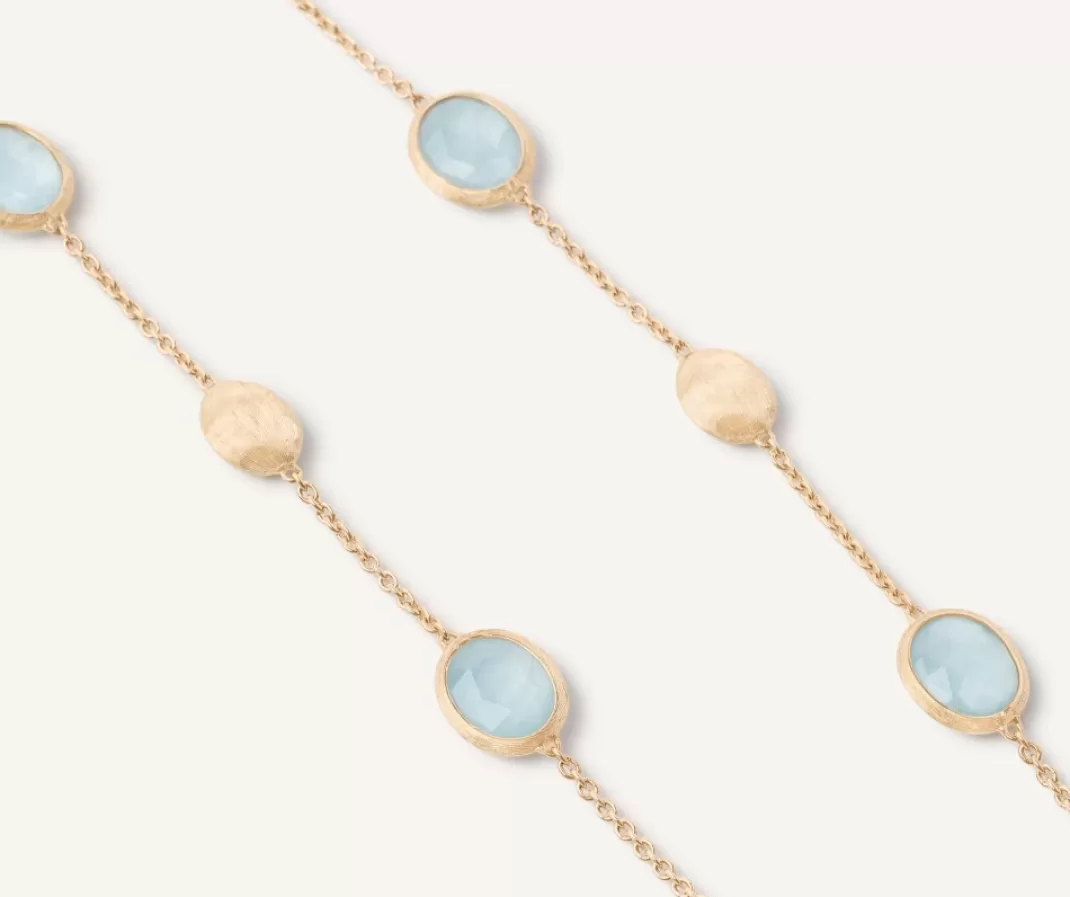 18Kt Yellow Gold Necklace With Oval Elements And Aquamarine*Marco Bicego Store