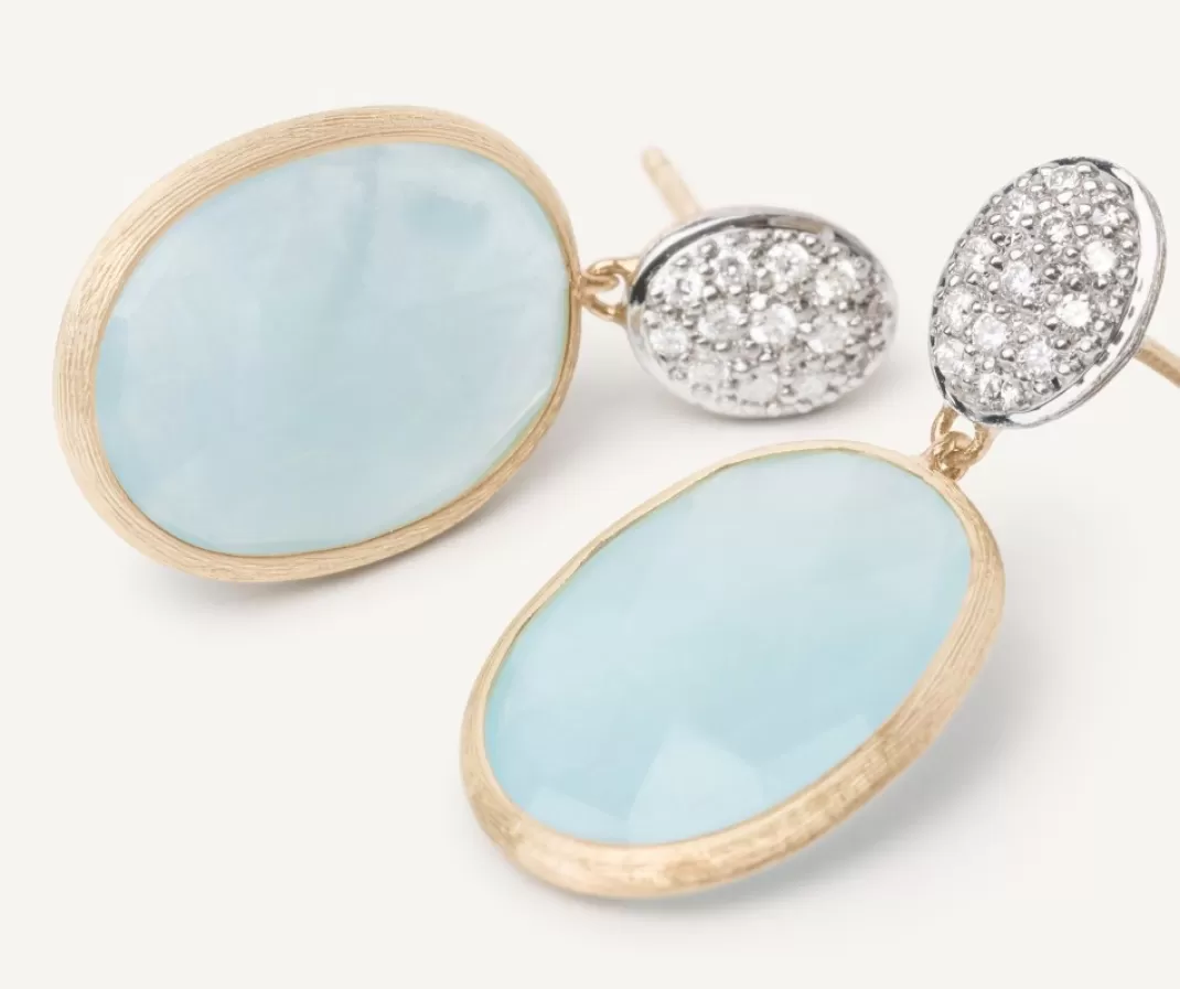 18Kt Yellow Gold Pendant Earring With Aquamarines*Marco Bicego Shop