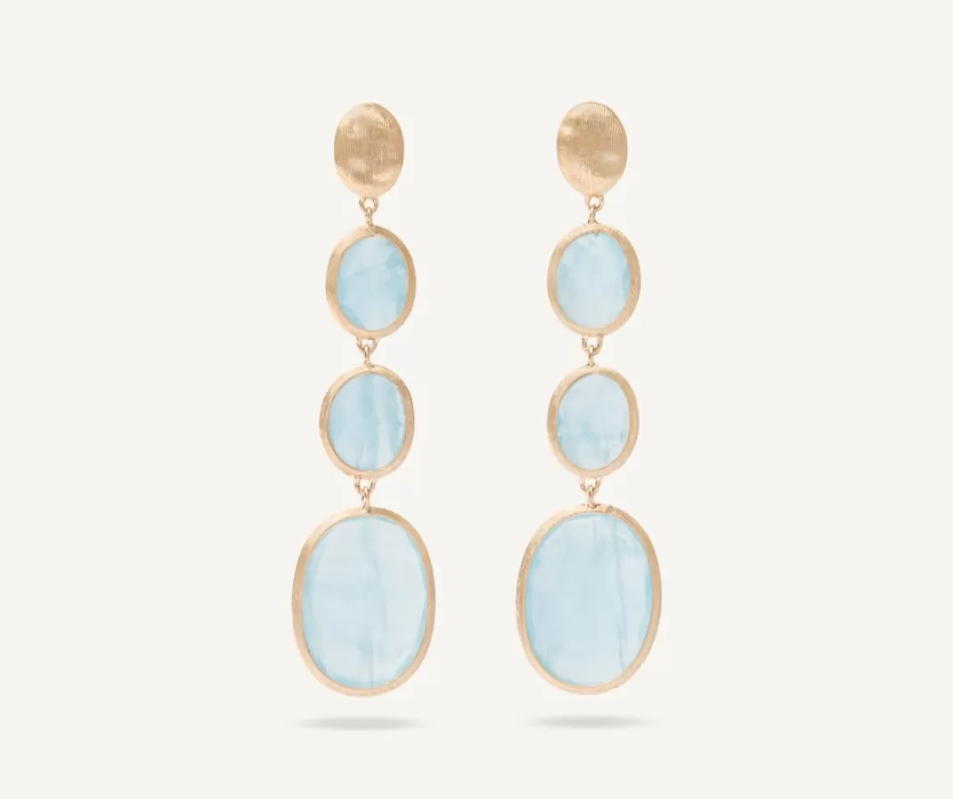 18Kt Yellow Gold Pendant Earring With Aquamarines*Marco Bicego Flash Sale