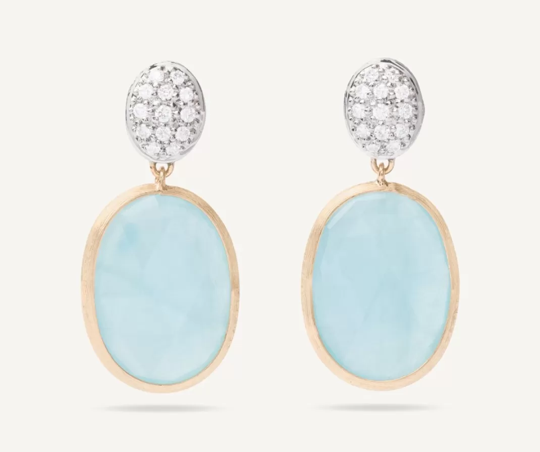 18Kt Yellow Gold Pendant Earring With Aquamarines*Marco Bicego Shop