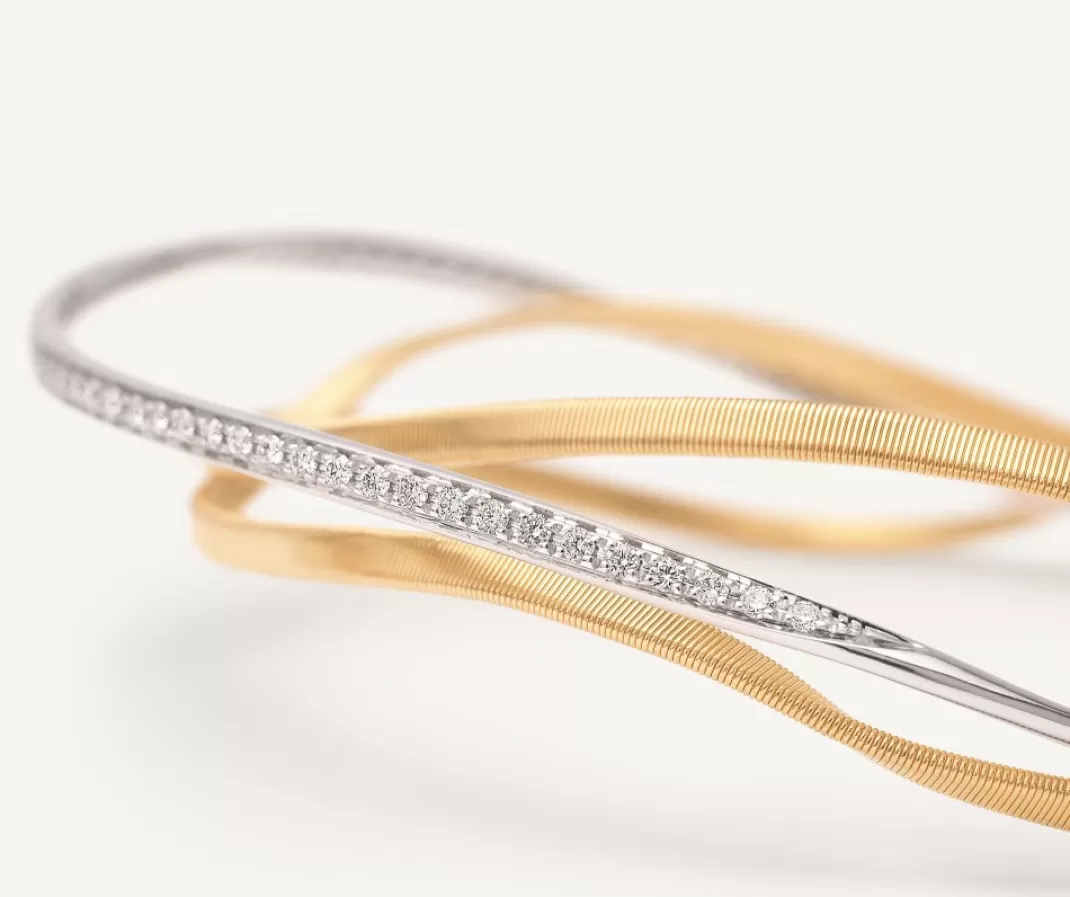 18Kt Yellow Gold Three-Strand Bangle With Diamonds*Marco Bicego Cheap