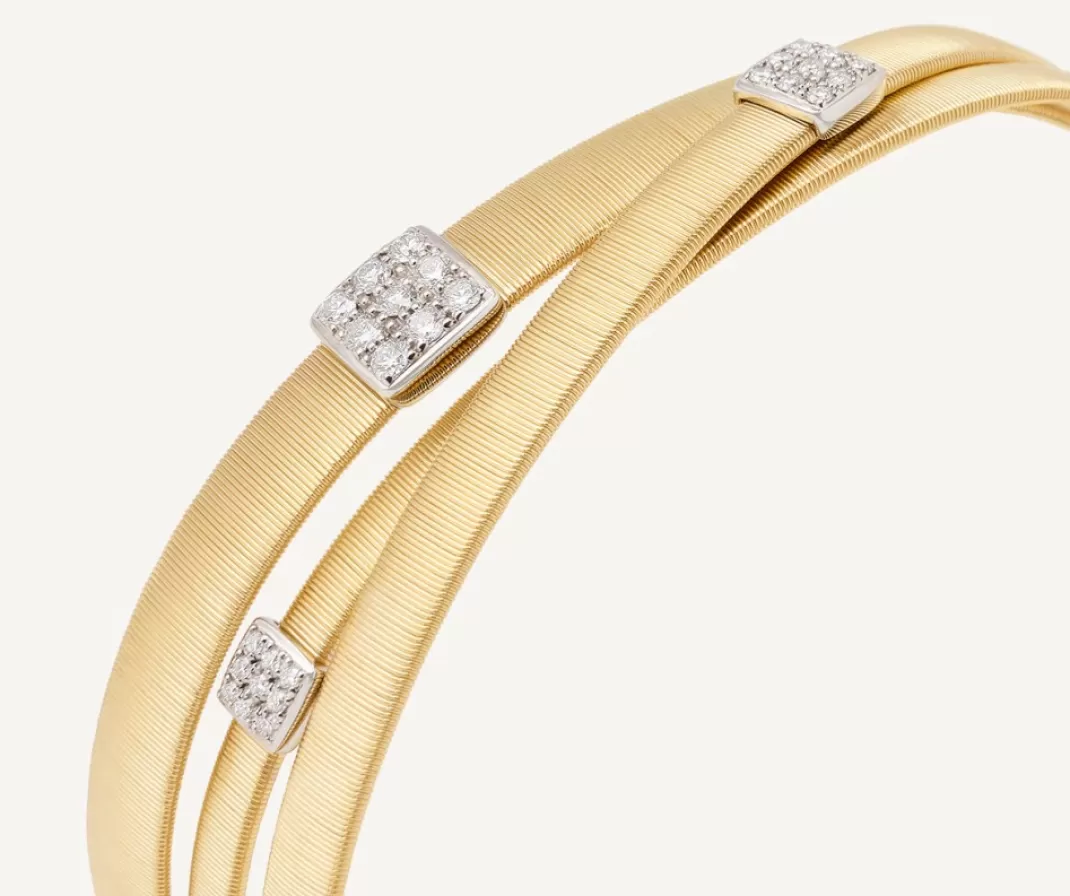 18Kt Yellow Gold Three-Strand Bracelet With Diamond Pave*Marco Bicego Shop