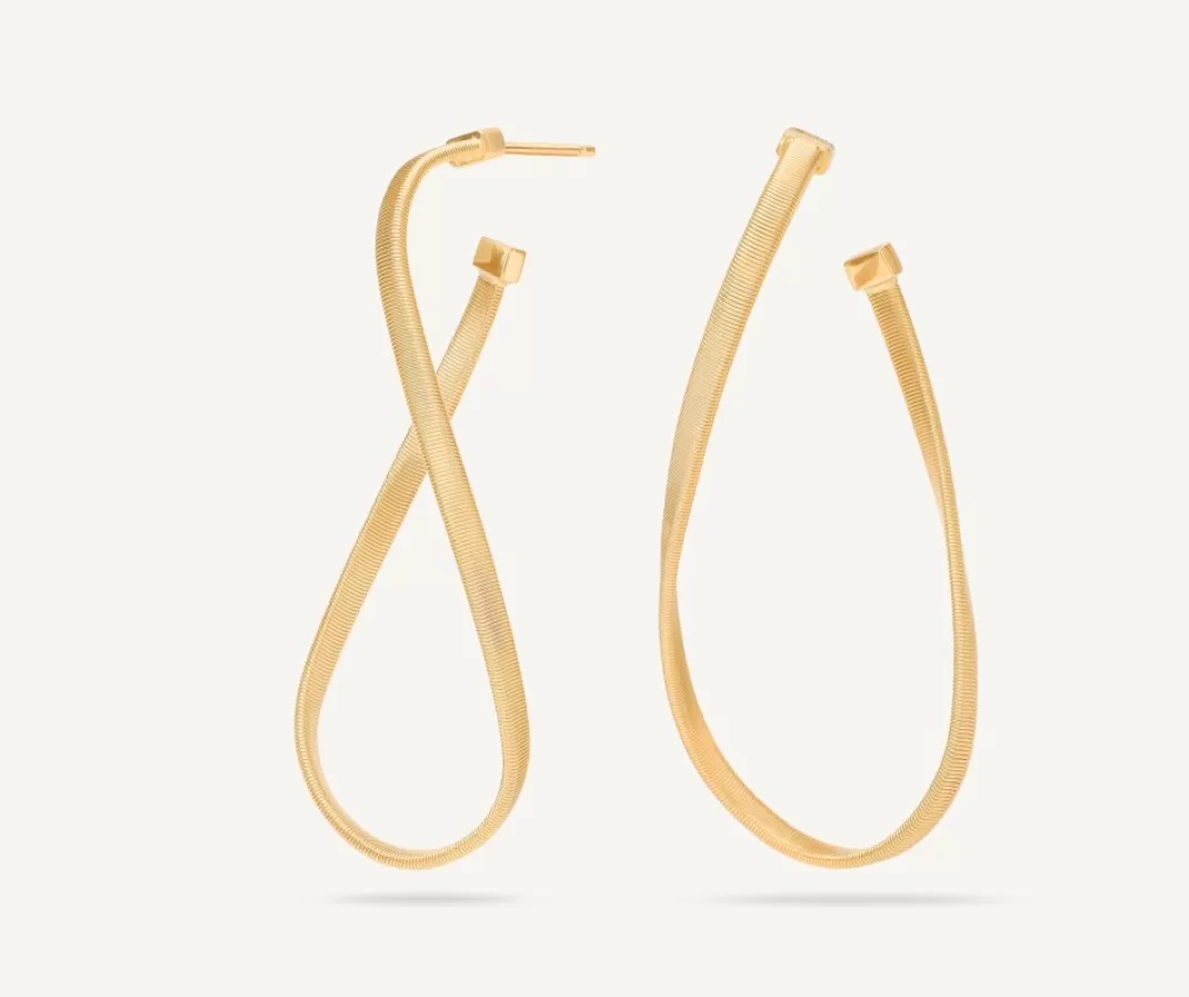 18Kt Yellow Gold Twisted Irregular Hoop Earrings, Medium*Marco Bicego Discount