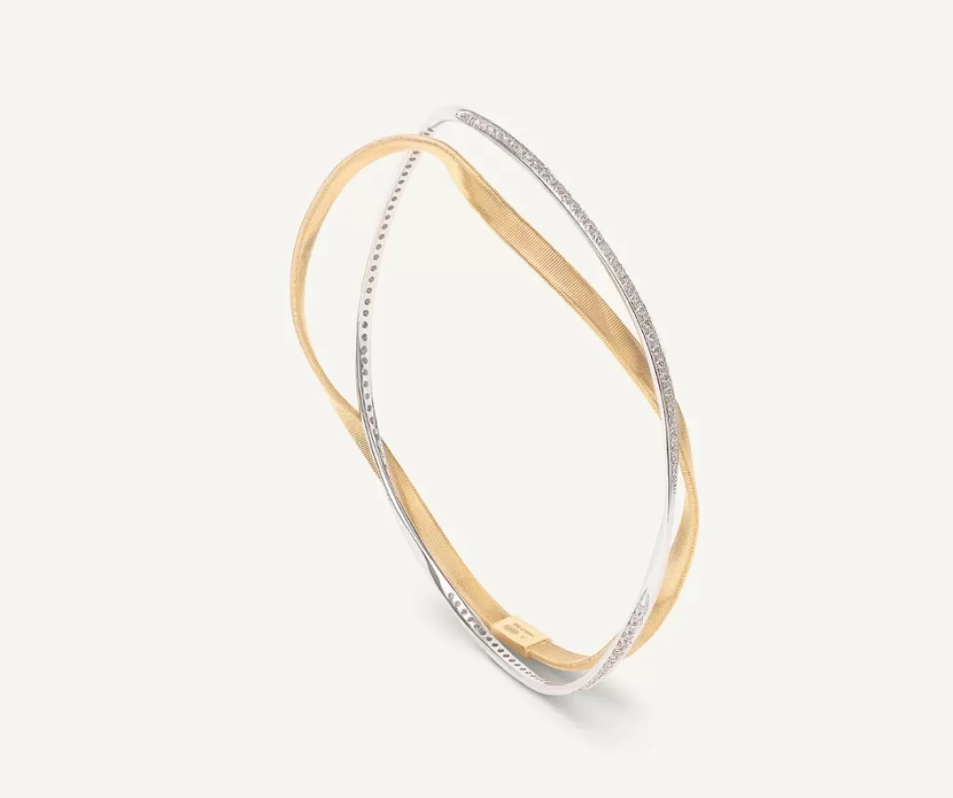 18Kt Yellow Gold Two-Strand Bangle With Diamonds*Marco Bicego Store