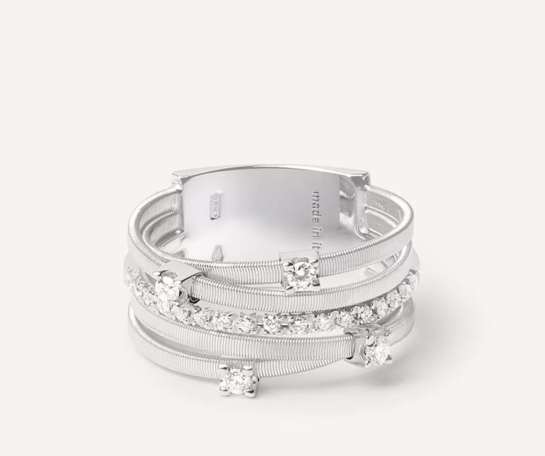 Bague Cinq Rangs En Or Blanc Avec Diamants Sertis Griffe Et En Barrette*Marco Bicego Clearance