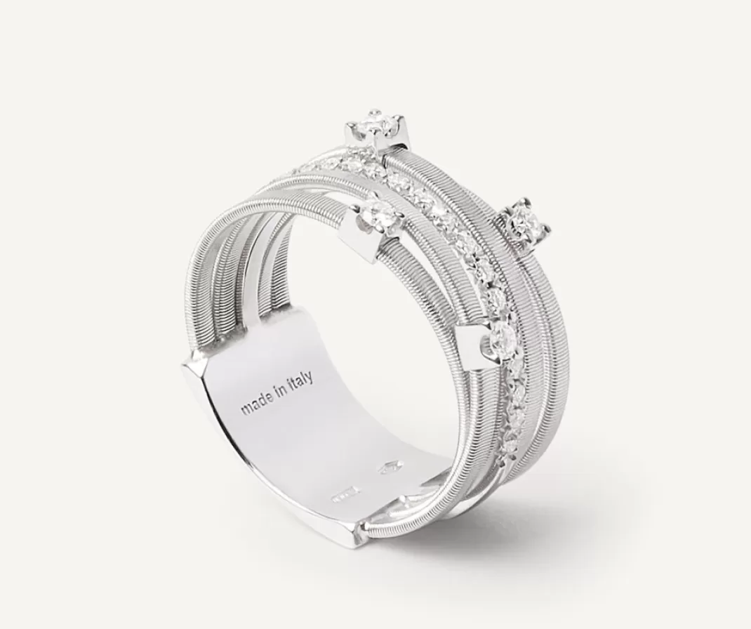 Bague Cinq Rangs En Or Blanc Avec Diamants Sertis Griffe Et En Barrette*Marco Bicego Clearance