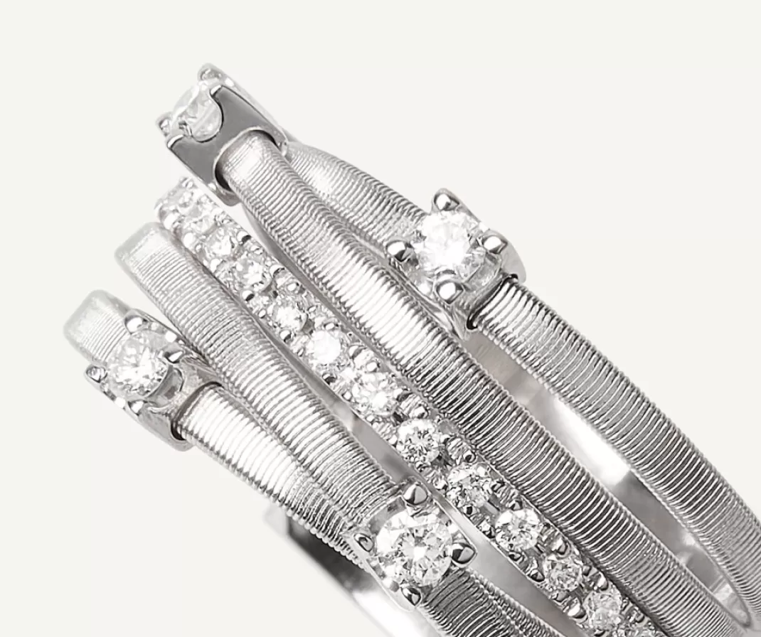 Bague Cinq Rangs En Or Blanc Avec Diamants Sertis Griffe Et En Barrette*Marco Bicego Clearance