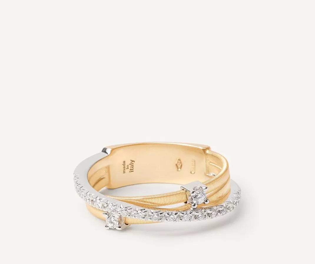 Bague Trois Rangs Avec Diamants En Barrette Et Sertis Griffe*Marco Bicego Fashion