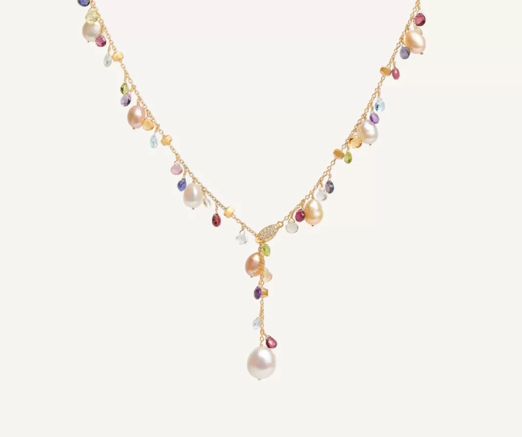 Collier Cravate Avec Perles, Pierres Multicolores Et Fermoir En Diamants*Marco Bicego Flash Sale